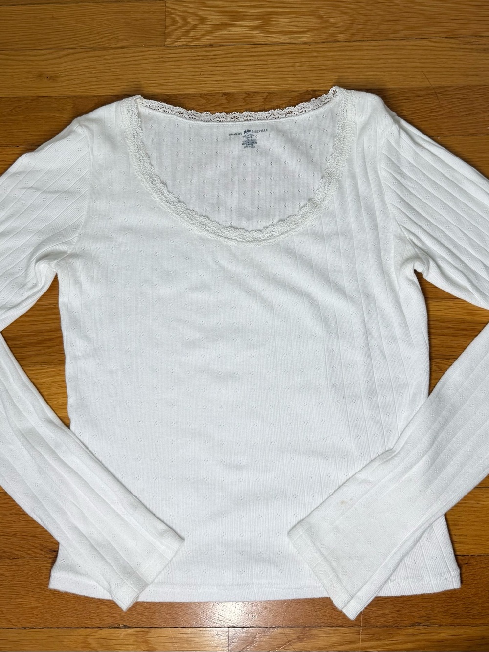 Brandy Melville white long sleeve with lace trim